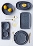 Hermia NON0005 Plato de Servicio 30x30x1 cm Cerámica Gris para Bodas, Fiestas y Uso Diario